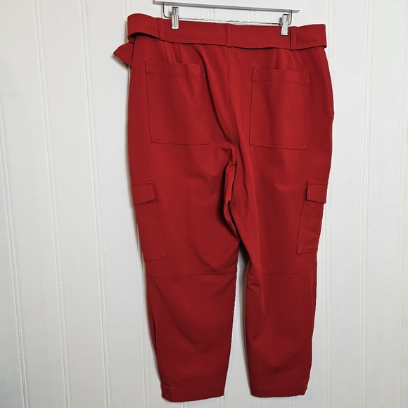 Banana Republic Cargo Pants Womens Size 16 Red High-Rise Belted - Picture 8 of 15